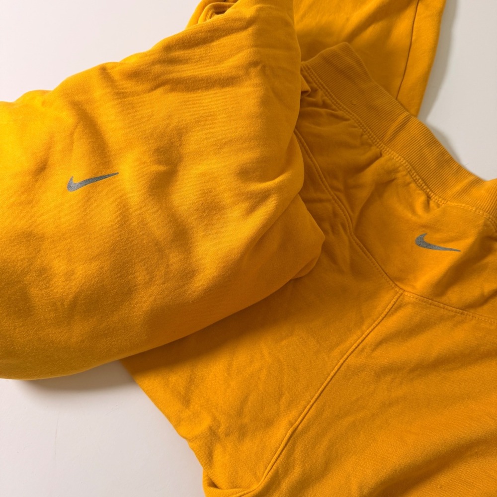 Nike Yoga Women Mustard Yellow Crop Hoodie and Jogger Sweatpants Set Large